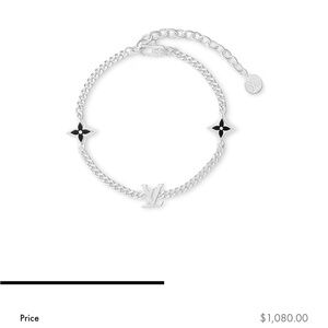 Louis Vuitton Silver Chain Bracelet with Black Monogram Stars